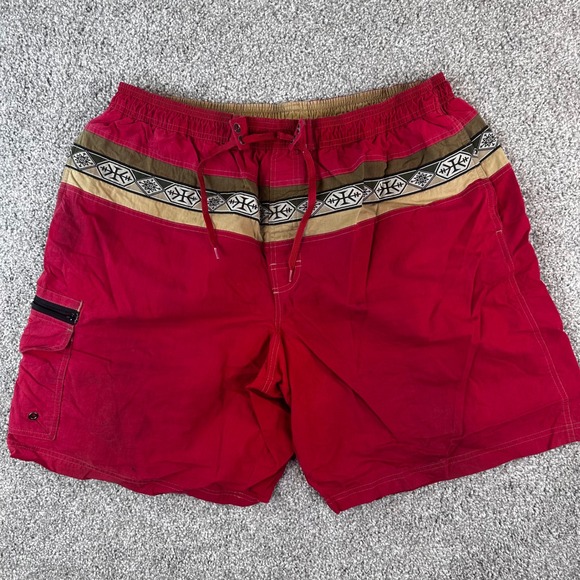 Speedo Other - Speedo Swim Trunks Mens XL Cargo Pocket Tribal Waist Board Southwest VTG READ